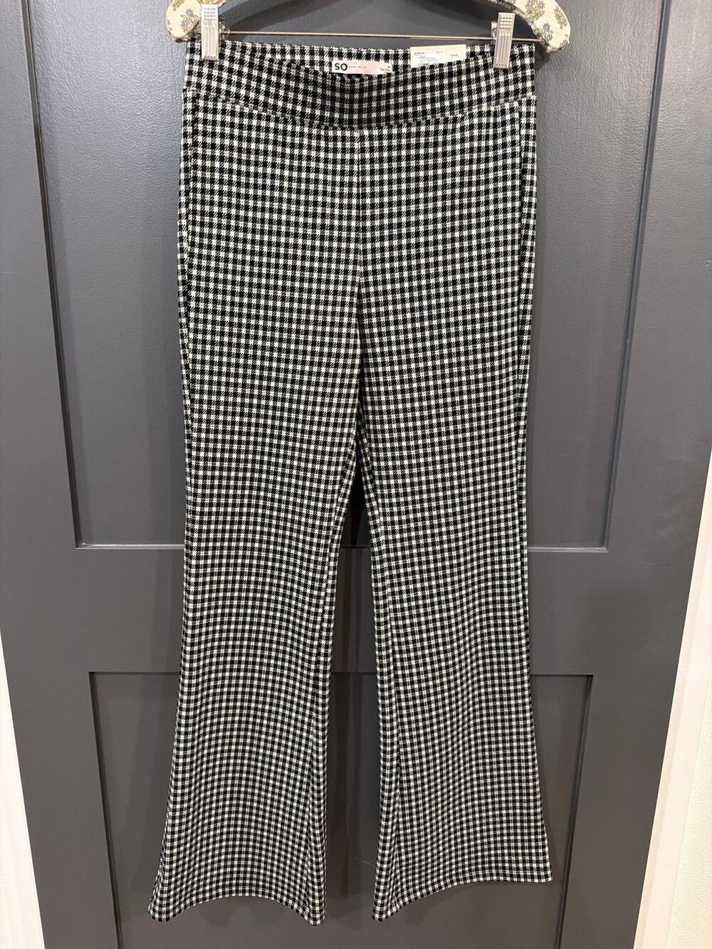 NWT SO High-Rise Pull-On Plaid/Gingham Flare Pants